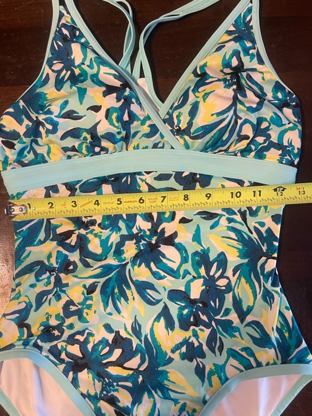 L.L. Bean Aqua and Yellow Floral One-Piece Swimsuit estimated size XS see photos - Picture 9 of 12